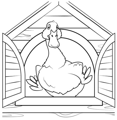 Goose At The Window Coloring Page